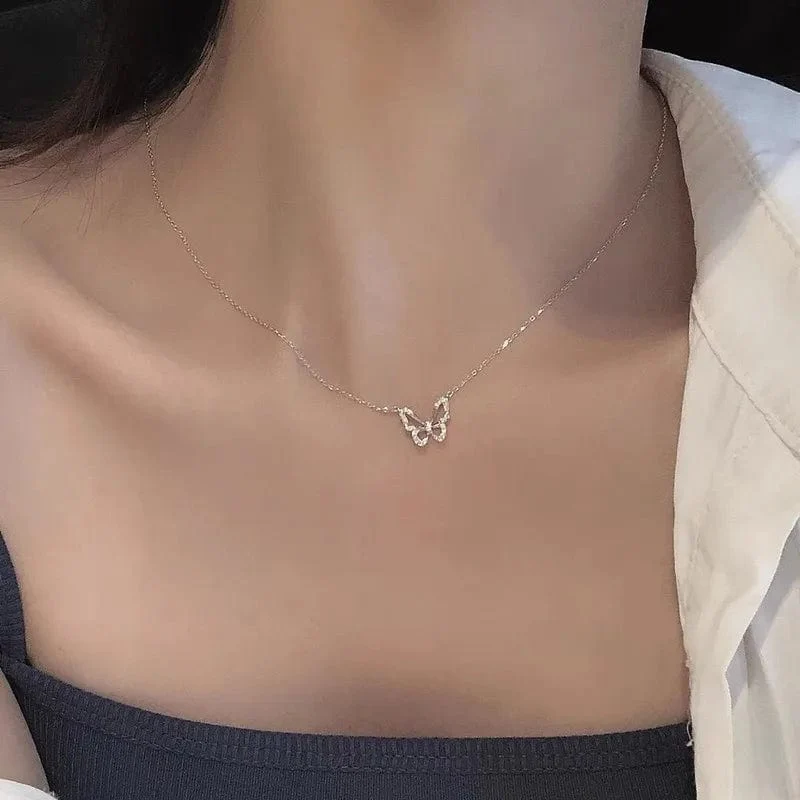 Beliebte funkelnde Halskette für Frauen Schlüsselbein Kette Halsband Modeschmuck Hochzeit Party Geburtstagsgeschenk
