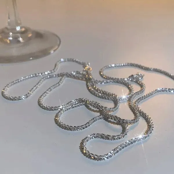 Beliebte funkelnde Halskette für Frauen Schlüsselbein Kette Halsband Modeschmuck Hochzeit Party Geburtstagsgeschenk