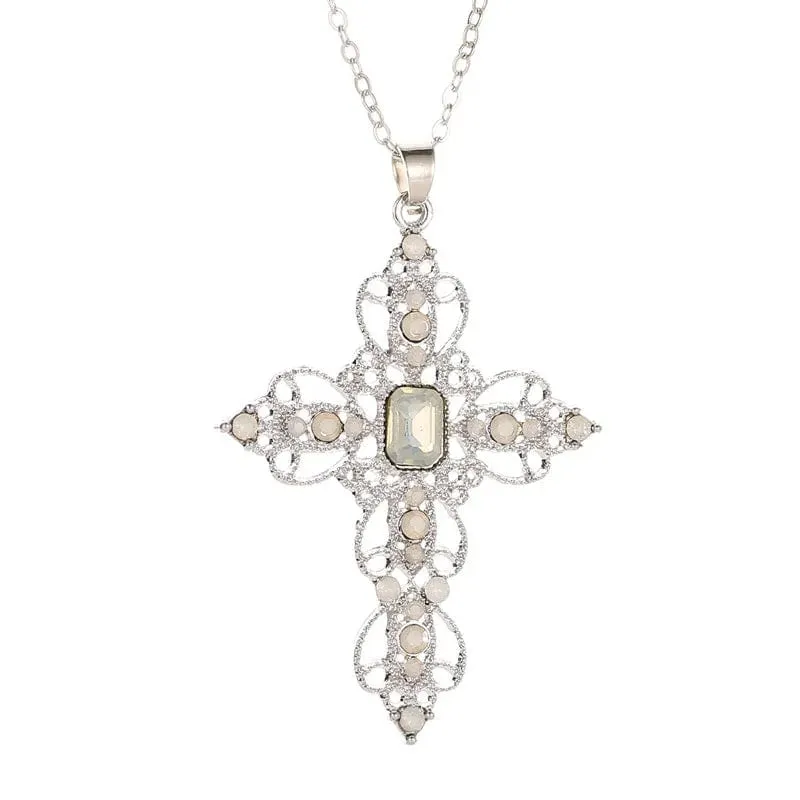 Y2K Punk Kristall Große Kreuz Anhänger Halsketten für Frauen Männer Gothic Unregelmäßige Kreuz Schlüsselbein Kette Halsketten Ästhetischen Schmuck