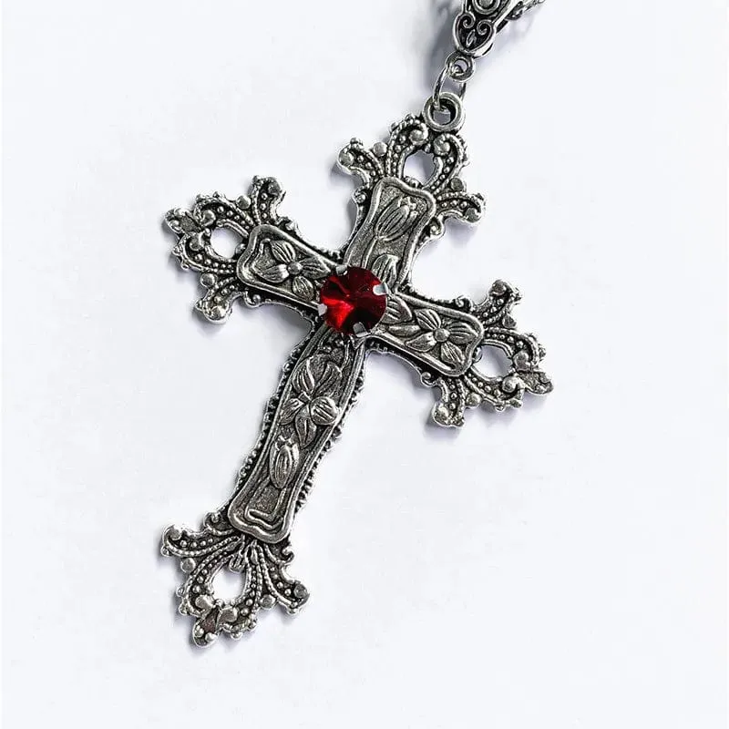 Y2K Punk Kristall Große Kreuz Anhänger Halsketten für Frauen Männer Gothic Unregelmäßige Kreuz Schlüsselbein Kette Halsketten Ästhetischen Schmuck
