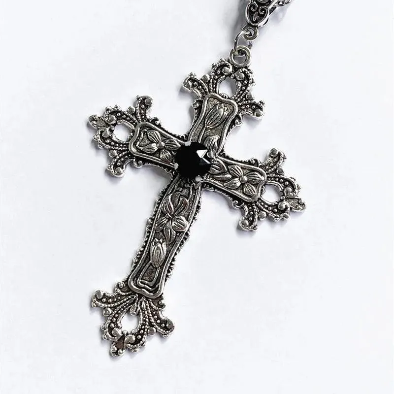 Y2K Punk Kristall Große Kreuz Anhänger Halsketten für Frauen Männer Gothic Unregelmäßige Kreuz Schlüsselbein Kette Halsketten Ästhetischen Schmuck