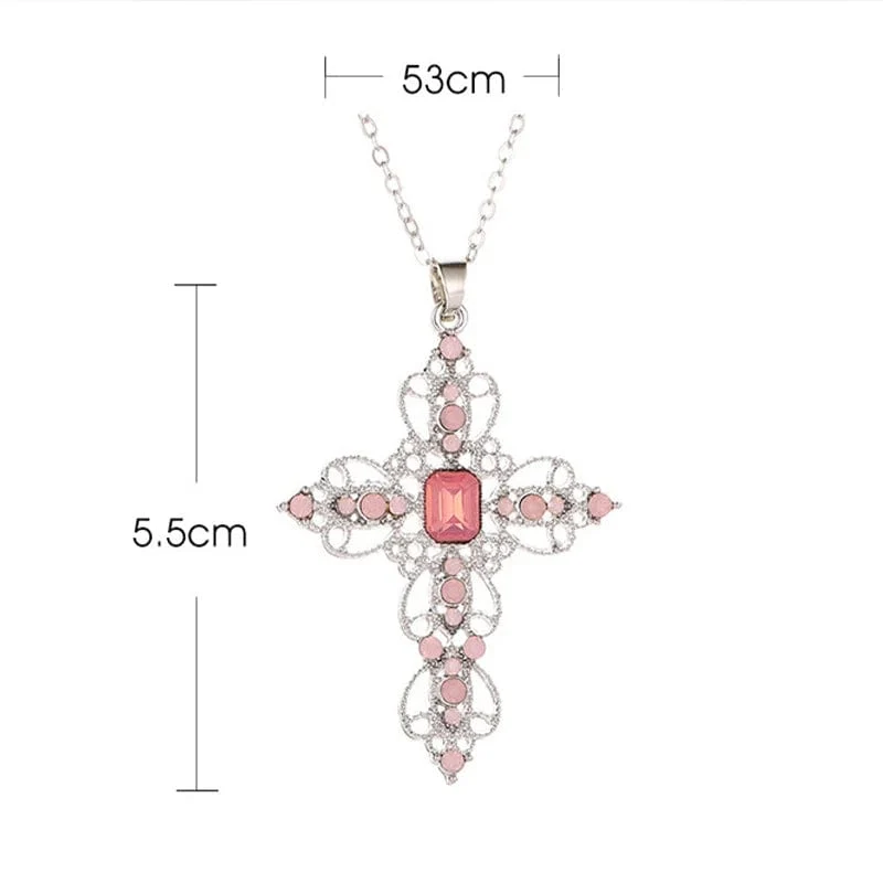 Y2K Punk Kristall Große Kreuz Anhänger Halsketten für Frauen Männer Gothic Unregelmäßige Kreuz Schlüsselbein Kette Halsketten Ästhetischen Schmuck