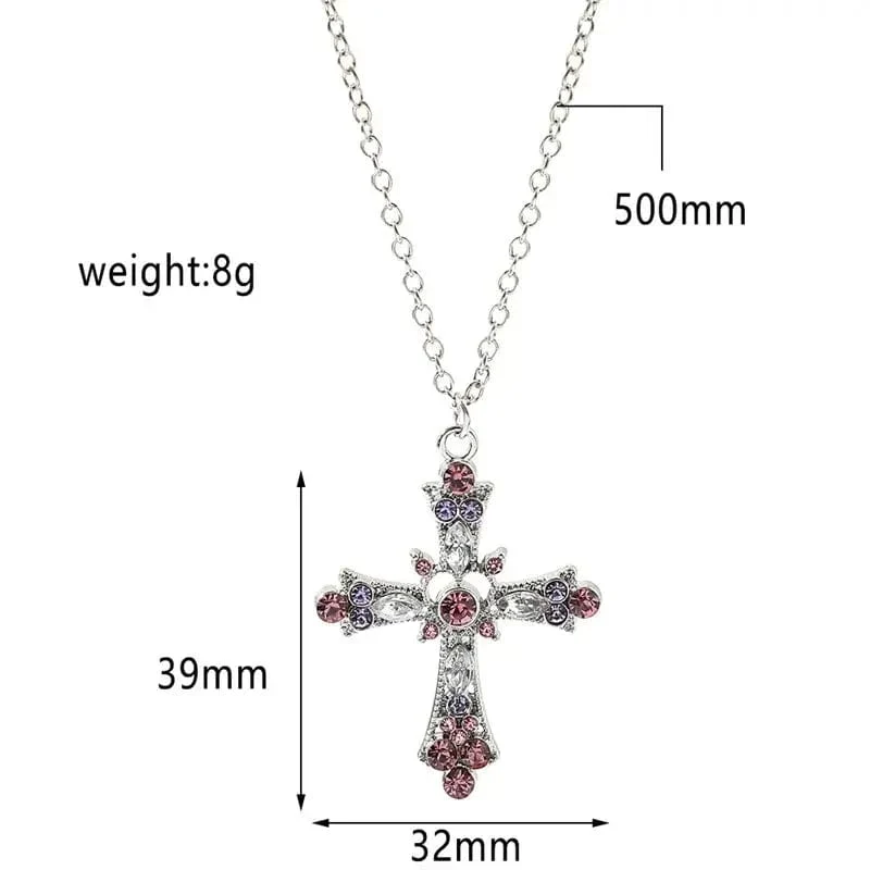 Y2K Punk Kristall Große Kreuz Anhänger Halsketten für Frauen Männer Gothic Unregelmäßige Kreuz Schlüsselbein Kette Halsketten Ästhetischen Schmuck