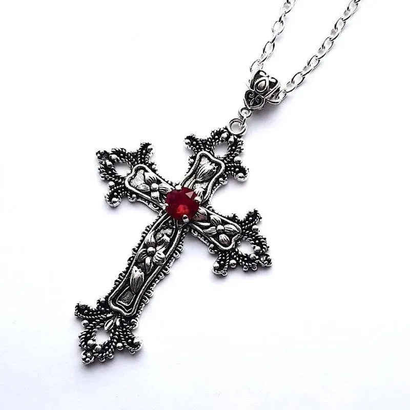 Y2K Punk Kristall Große Kreuz Anhänger Halsketten für Frauen Männer Gothic Unregelmäßige Kreuz Schlüsselbein Kette Halsketten Ästhetischen Schmuck