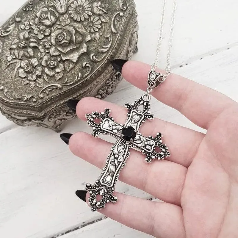 Y2K Punk Kristall Große Kreuz Anhänger Halsketten für Frauen Männer Gothic Unregelmäßige Kreuz Schlüsselbein Kette Halsketten Ästhetischen Schmuck