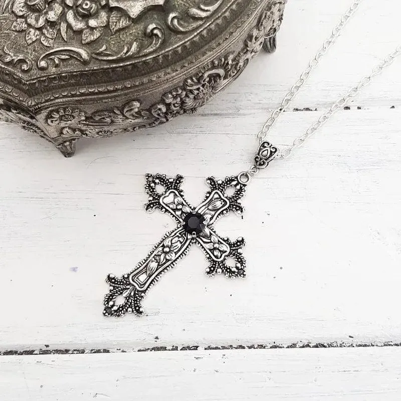 Y2K Punk Kristall Große Kreuz Anhänger Halsketten für Frauen Männer Gothic Unregelmäßige Kreuz Schlüsselbein Kette Halsketten Ästhetischen Schmuck