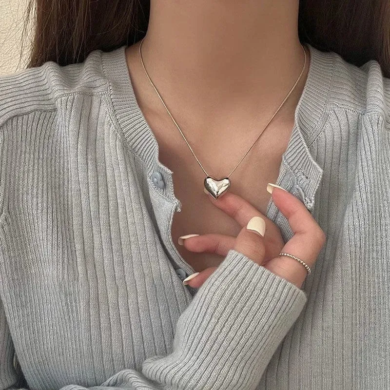Vintage Liebe Herz Anhänger Halskette für Frauen Trend Ästhetischen Gold Farbe Metall Kette Kragen Choker Party Schmuck Geburtstag Geschenke