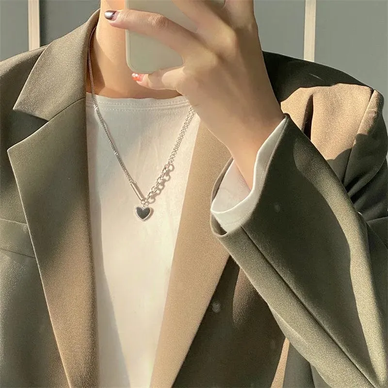 Vintage Liebe Herz Anhänger Halskette für Frauen Trend Ästhetischen Gold Farbe Metall Kette Kragen Choker Party Schmuck Geburtstag Geschenke