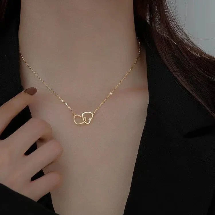 Vintage Liebe Herz Anhänger Halskette für Frauen Trend Ästhetischen Gold Farbe Metall Kette Kragen Choker Party Schmuck Geburtstag Geschenke