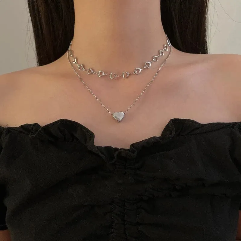 Vintage Liebe Herz Anhänger Halskette für Frauen Trend Ästhetischen Gold Farbe Metall Kette Kragen Choker Party Schmuck Geburtstag Geschenke