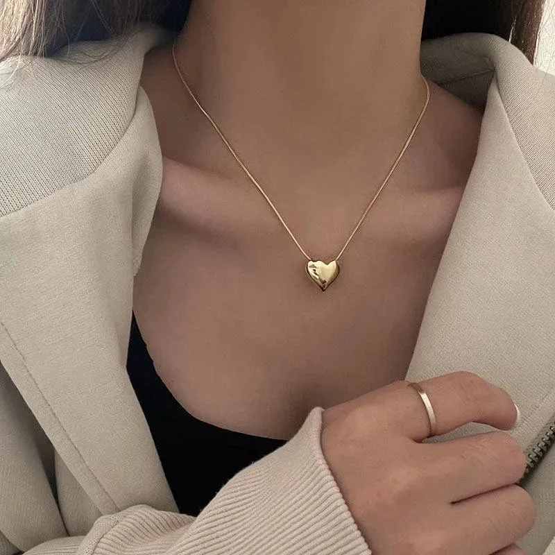 Vintage Liebe Herz Anhänger Halskette für Frauen Trend Ästhetischen Gold Farbe Metall Kette Kragen Choker Party Schmuck Geburtstag Geschenke