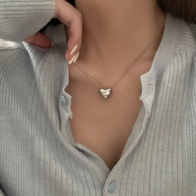 Vintage Liebe Herz Anhänger Halskette für Frauen Trend Ästhetischen Gold Farbe Metall Kette Kragen Choker Party Schmuck Geburtstag Geschenke