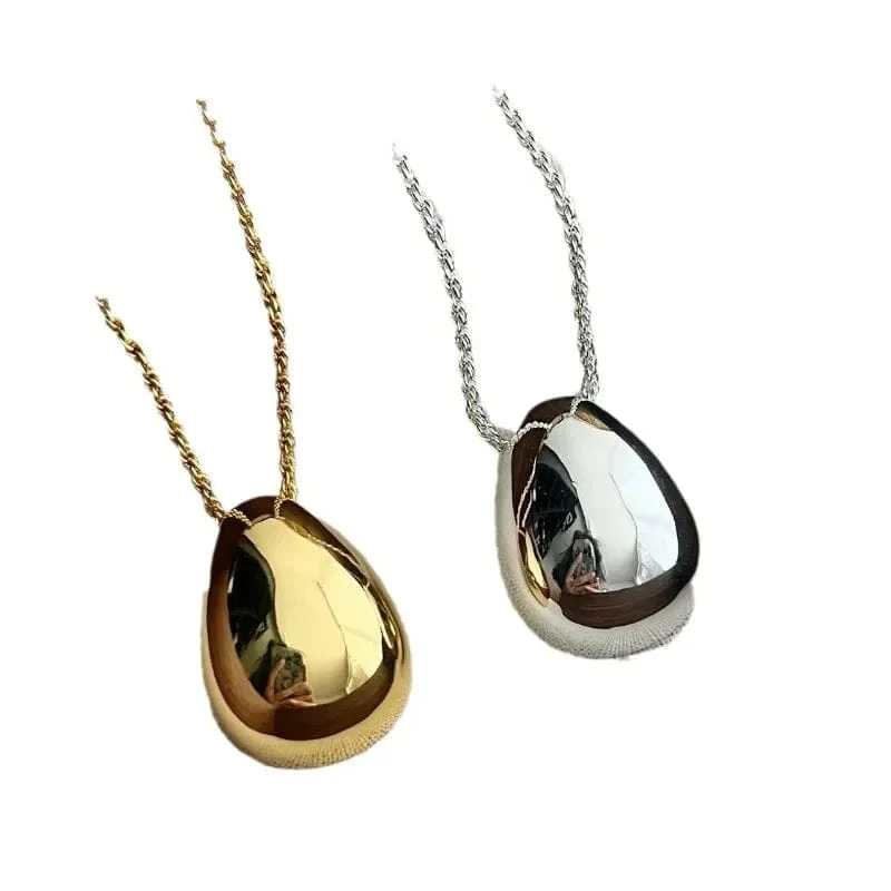 Bilandi Modeschmuck Einfaches, zartes Design Glatte Metall-Teardrop-Anhänger-Halskette für Frauen Weibliche Party Geschenk Dropshipping
