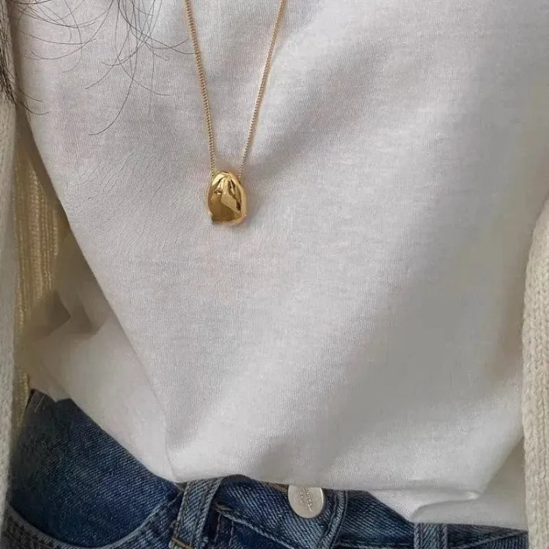 Bilandi Modeschmuck Einfaches, zartes Design Glatte Metall-Teardrop-Anhänger-Halskette für Frauen Weibliche Party Geschenk Dropshipping