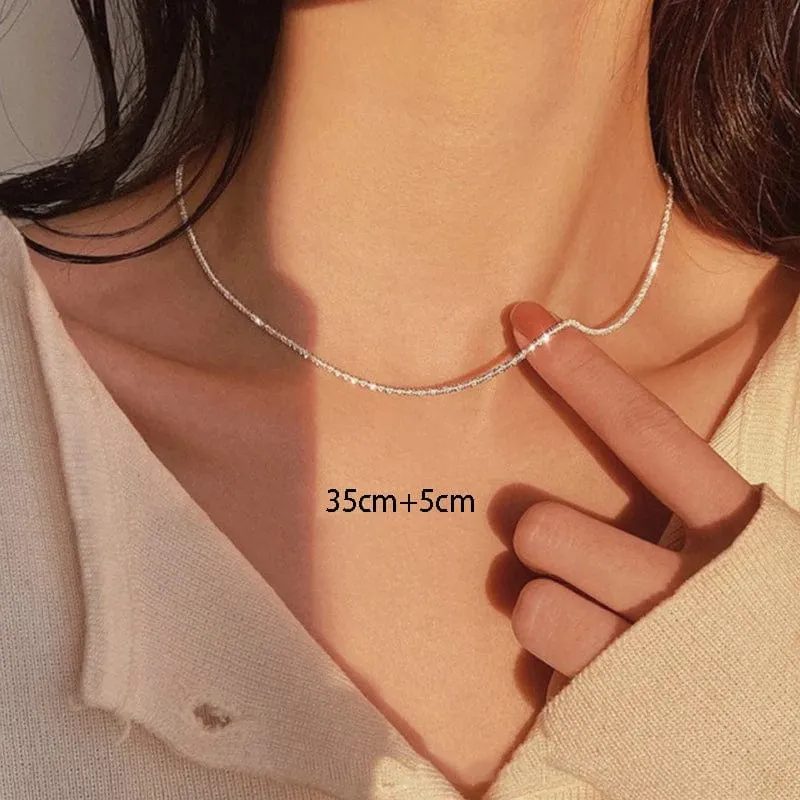 Silber Farbe Funkelnde Halskette Für Frauen Trendy Schlüsselbein Kette Choker Mädchen Koreanische Hochzeit Partei Schmuck Zubehör