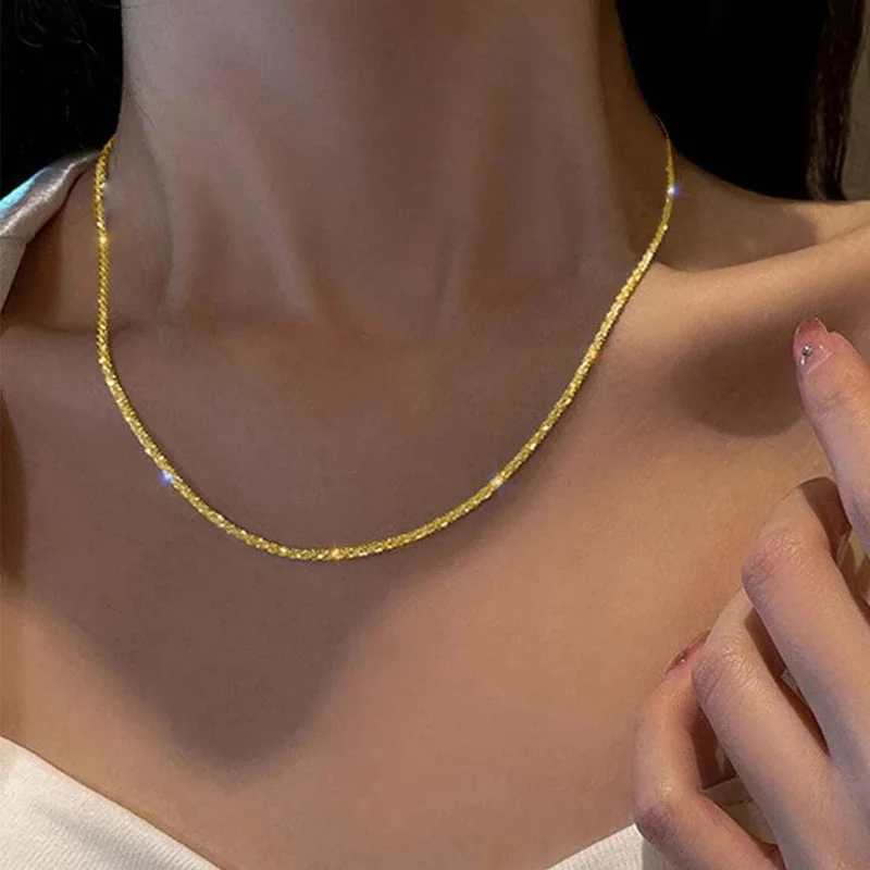 Silber Farbe Funkelnde Halskette Für Frauen Trendy Schlüsselbein Kette Choker Mädchen Koreanische Hochzeit Partei Schmuck Zubehör