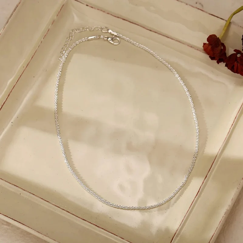 Silber Farbe Funkelnde Halskette Für Frauen Trendy Schlüsselbein Kette Choker Mädchen Koreanische Hochzeit Partei Schmuck Zubehör