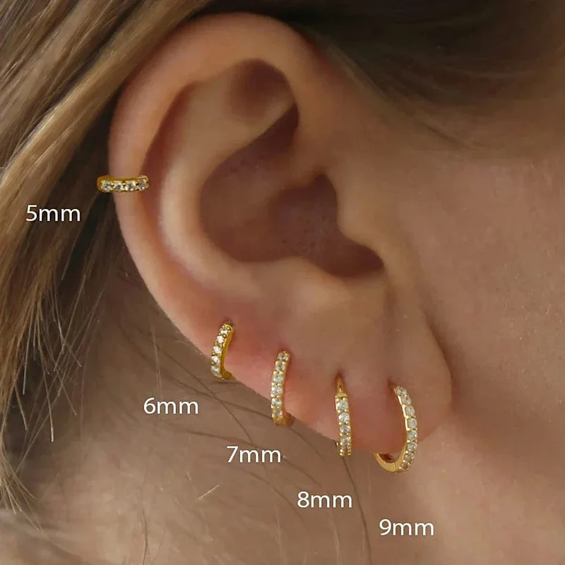 2/6 STK 316L Edelstahl Minimalistische Creolen Kristall Zirkonia Kleiner Knorpel Helix Tragus Piercing Schmuck für Frauen
