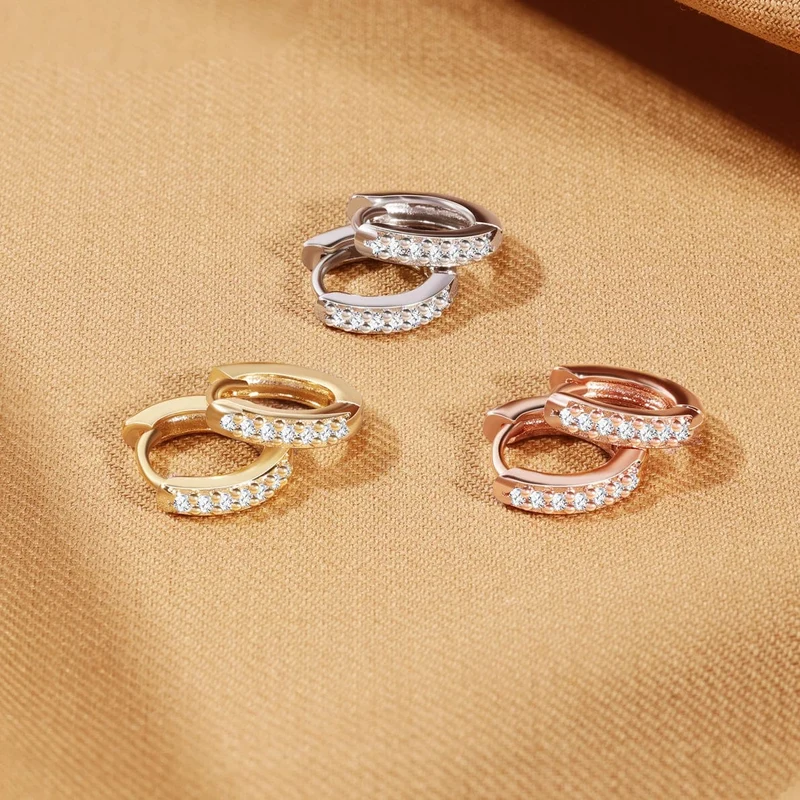 2/6 STK 316L Edelstahl Minimalistische Creolen Kristall Zirkonia Kleiner Knorpel Helix Tragus Piercing Schmuck für Frauen