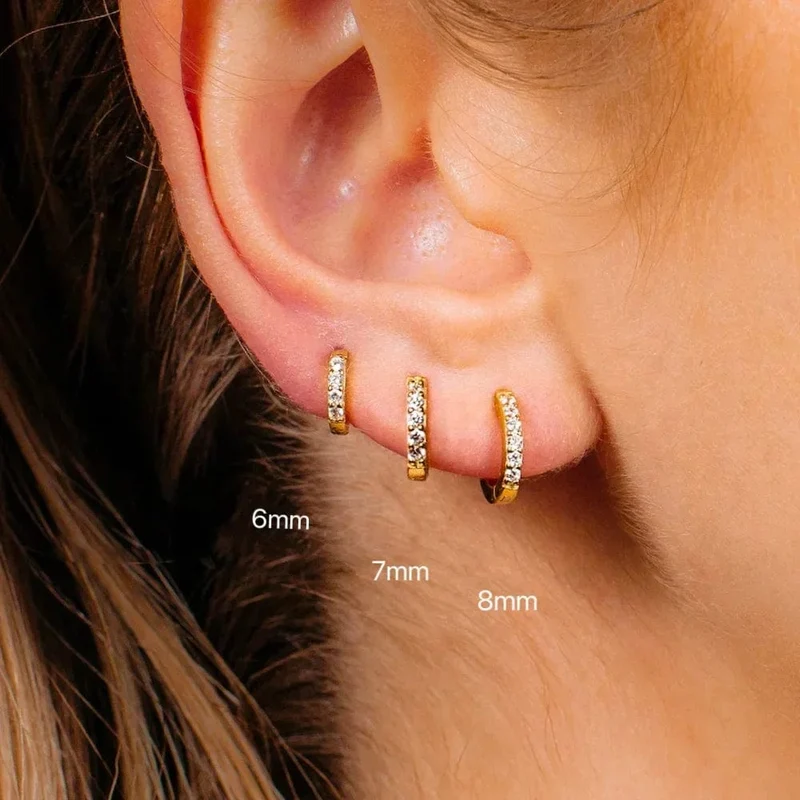 2/6 STK 316L Edelstahl Minimalistische Creolen Kristall Zirkonia Kleiner Knorpel Helix Tragus Piercing Schmuck für Frauen
