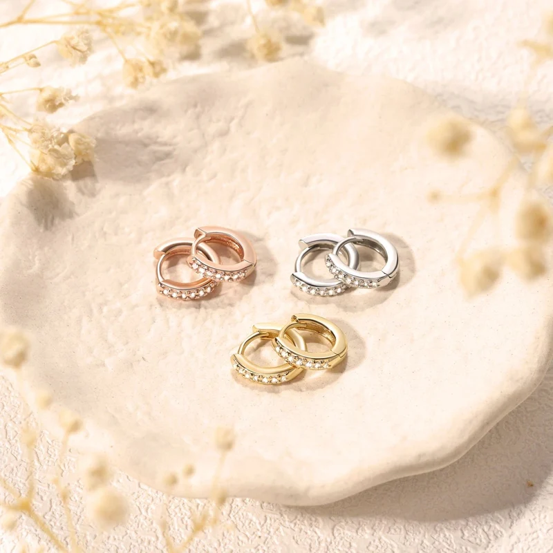 2/6 STK 316L Edelstahl Minimalistische Creolen Kristall Zirkonia Kleiner Knorpel Helix Tragus Piercing Schmuck für Frauen