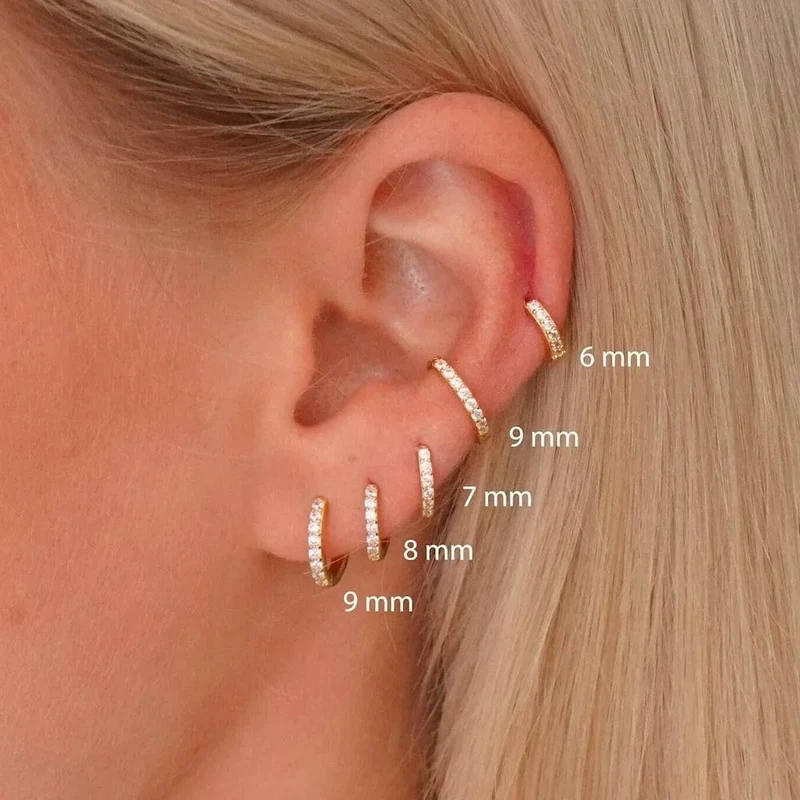2/6 STK 316L Edelstahl Minimalistische Creolen Kristall Zirkonia Kleiner Knorpel Helix Tragus Piercing Schmuck für Frauen