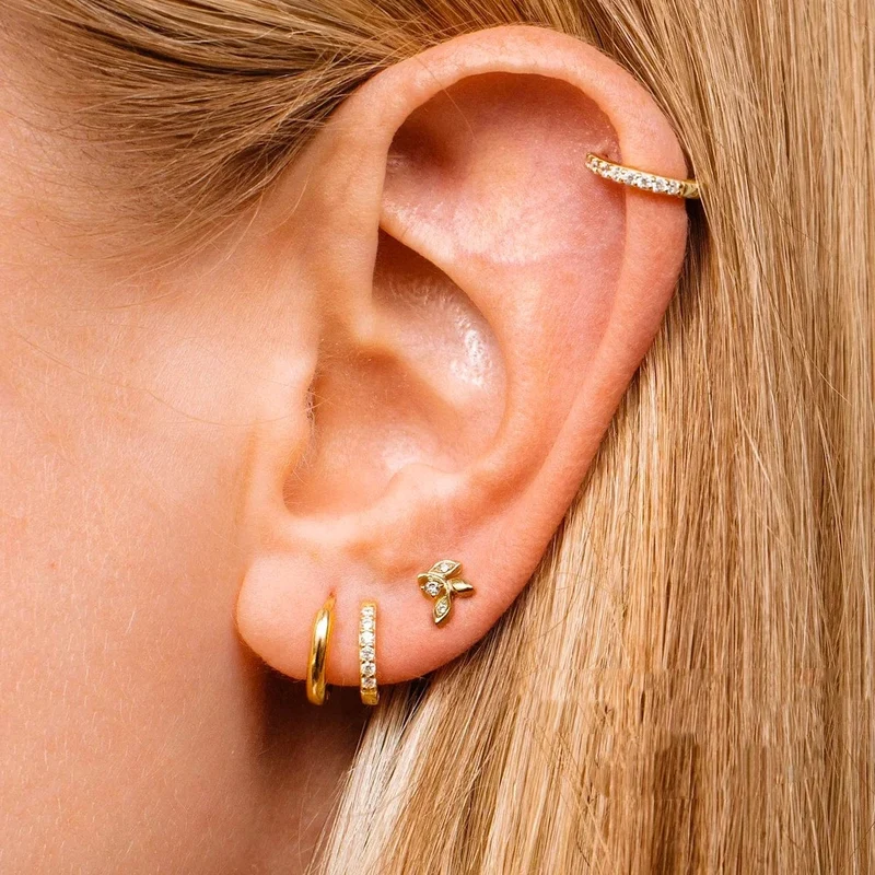 2/6 STK 316L Edelstahl Minimalistische Creolen Kristall Zirkonia Kleiner Knorpel Helix Tragus Piercing Schmuck für Frauen