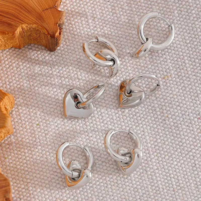 Yhpup Creolen mit Stern-/Mond-/Herz-Anhänger, 18 Karat vergoldet, trendiger, wasserdichter Edelstahl, modischer Charm-Schmuck