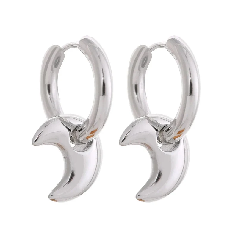 Yhpup Creolen mit Stern-/Mond-/Herz-Anhänger, 18 Karat vergoldet, trendiger, wasserdichter Edelstahl, modischer Charm-Schmuck