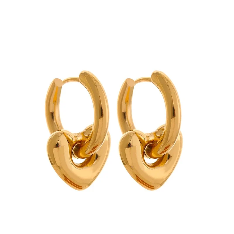 Yhpup Creolen mit Stern-/Mond-/Herz-Anhänger, 18 Karat vergoldet, trendiger, wasserdichter Edelstahl, modischer Charm-Schmuck
