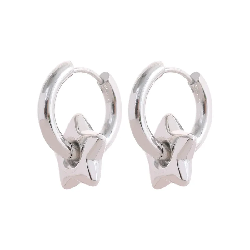Yhpup Creolen mit Stern-/Mond-/Herz-Anhänger, 18 Karat vergoldet, trendiger, wasserdichter Edelstahl, modischer Charm-Schmuck