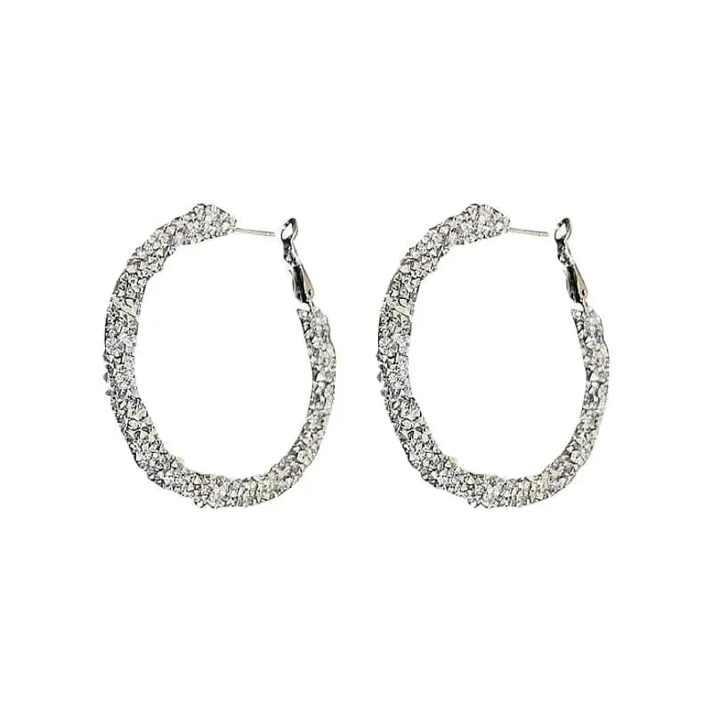 Neue Mode Einfache Trend Runde Schwarz Strass Hoop Ohrringe Geometrische Ohrringe Frauen Elegante Exquisite Schmuck Geschenke Großhandel