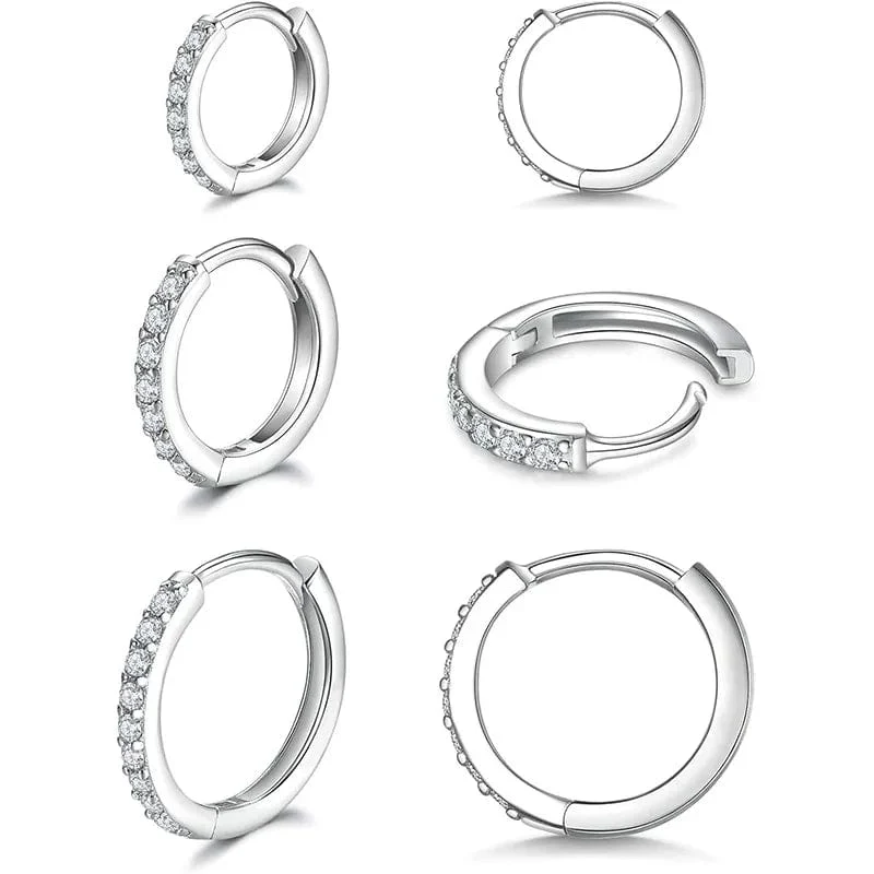 Kleine Creolen aus 925er Sterlingsilber mit Zirkonia, Huggie-Ohrring, 14 Karat vergoldet, Knorpelpiercing, Ohrmanschette, winzige Ohrringe für Damen und Herren