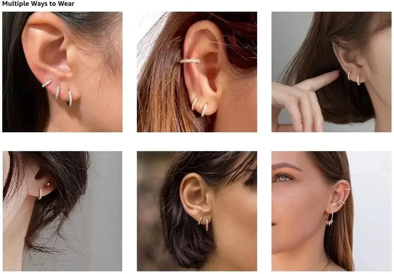 Kleine Creolen aus 925er Sterlingsilber mit Zirkonia, Huggie-Ohrring, 14 Karat vergoldet, Knorpelpiercing, Ohrmanschette, winzige Ohrringe für Damen und Herren