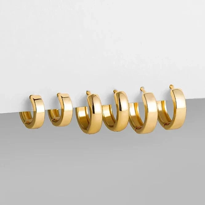 3 Paar/Set zierliche goldfarbene geometrische Kreis-Kleine Creolen für Frauen Statement-Perlen Twist Huggie Ohrring Modeschmuck