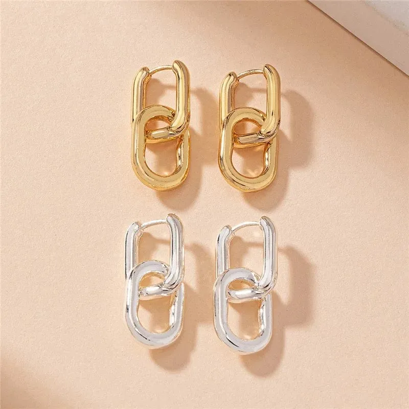 Quadratische Ohrringe aus Edelstahl, goldfarben, geometrische quadratische Creolen für Frauen, Huggie Punk Hip-Hop, Metall, runder Kreis