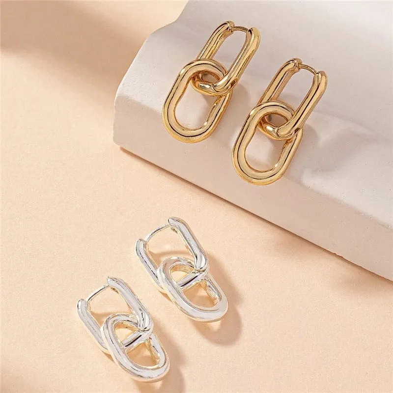 Quadratische Ohrringe aus Edelstahl, goldfarben, geometrische quadratische Creolen für Frauen, Huggie Punk Hip-Hop, Metall, runder Kreis