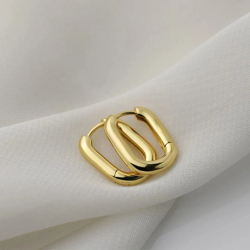 Quadratische Ohrringe aus Edelstahl, goldfarben, geometrische quadratische Creolen für Frauen, Huggie Punk Hip-Hop, Metall, runder Kreis
