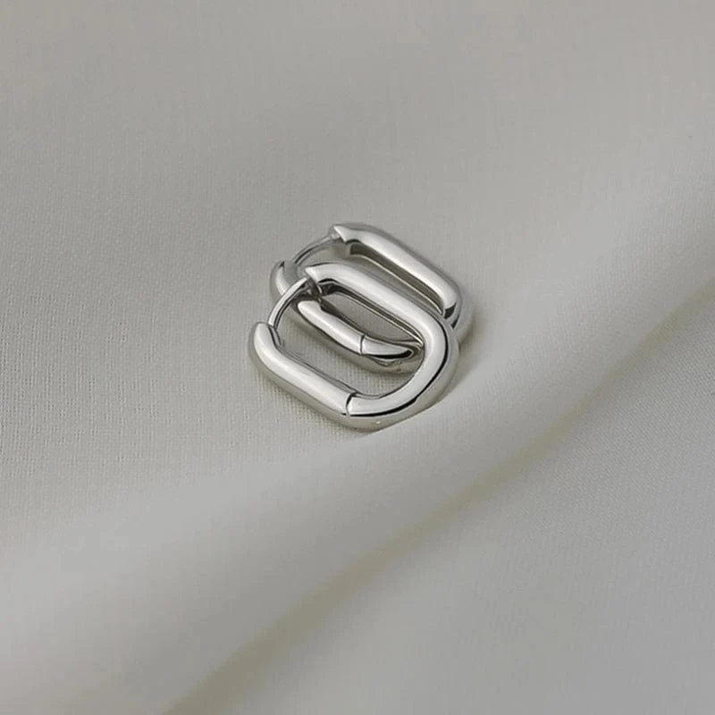 Quadratische Ohrringe aus Edelstahl, goldfarben, geometrische quadratische Creolen für Frauen, Huggie Punk Hip-Hop, Metall, runder Kreis