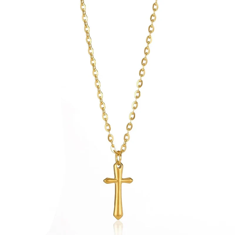 Christian Jesus Kreuz Halskette für Frauen Männer Edelstahl Ketten Halsband Religion Kreuz Anhänger Schmuck Gebet Taufe Geschenke