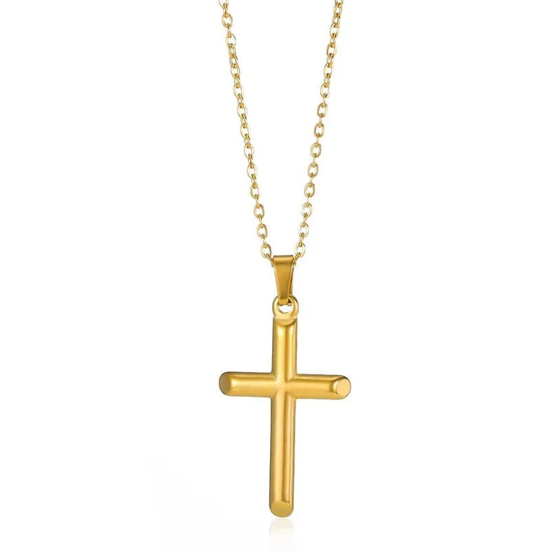 Christian Jesus Kreuz Halskette für Frauen Männer Edelstahl Ketten Halsband Religion Kreuz Anhänger Schmuck Gebet Taufe Geschenke