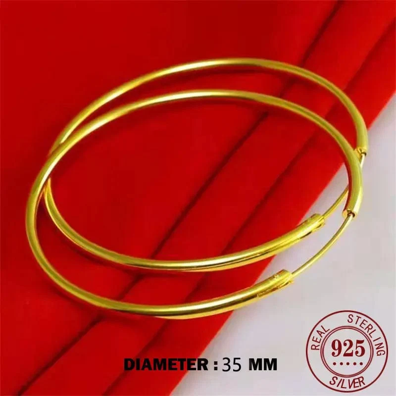 Senlissi -18k Vergoldete Creolen Für Frauen 925 Sterling Silber 2.0mm Mode Ohrring Gold Ringe Rose Gold Cерьги Kольца