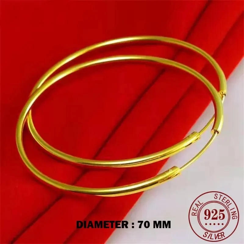 Senlissi -18k Vergoldete Creolen Für Frauen 925 Sterling Silber 2.0mm Mode Ohrring Gold Ringe Rose Gold Cерьги Kольца