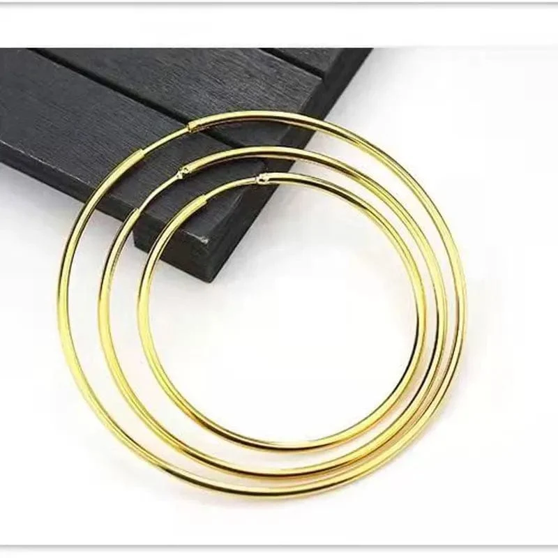 Senlissi -18k Vergoldete Creolen Für Frauen 925 Sterling Silber 2.0mm Mode Ohrring Gold Ringe Rose Gold Cерьги Kольца