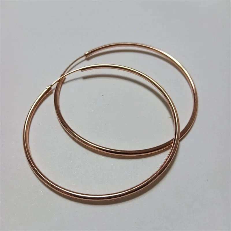 Senlissi -18k Vergoldete Creolen Für Frauen 925 Sterling Silber 2.0mm Mode Ohrring Gold Ringe Rose Gold Cерьги Kольца