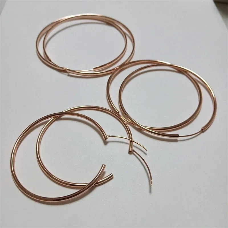 Senlissi -18k Vergoldete Creolen Für Frauen 925 Sterling Silber 2.0mm Mode Ohrring Gold Ringe Rose Gold Cерьги Kольца