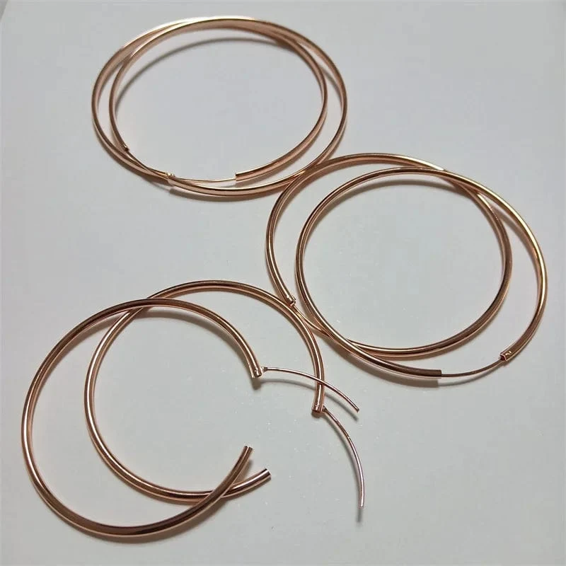 Senlissi -18k Vergoldete Creolen Für Frauen 925 Sterling Silber 2.0mm Mode Ohrring Gold Ringe Rose Gold Cерьги Kольца