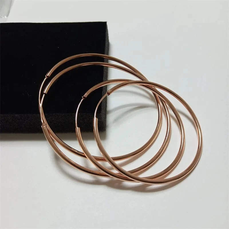 Senlissi -18k Vergoldete Creolen Für Frauen 925 Sterling Silber 2.0mm Mode Ohrring Gold Ringe Rose Gold Cерьги Kольца