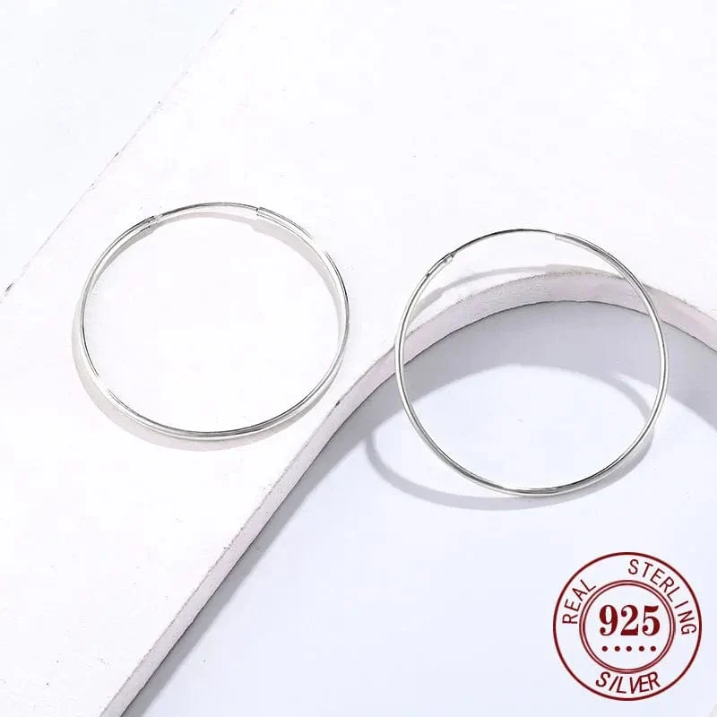 Senlissi -18k Vergoldete Creolen Für Frauen 925 Sterling Silber 2.0mm Mode Ohrring Gold Ringe Rose Gold Cерьги Kольца