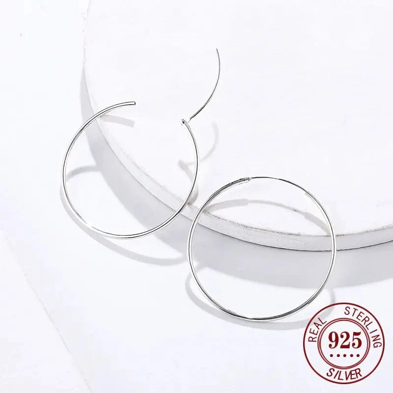 Senlissi -18k Vergoldete Creolen Für Frauen 925 Sterling Silber 2.0mm Mode Ohrring Gold Ringe Rose Gold Cерьги Kольца